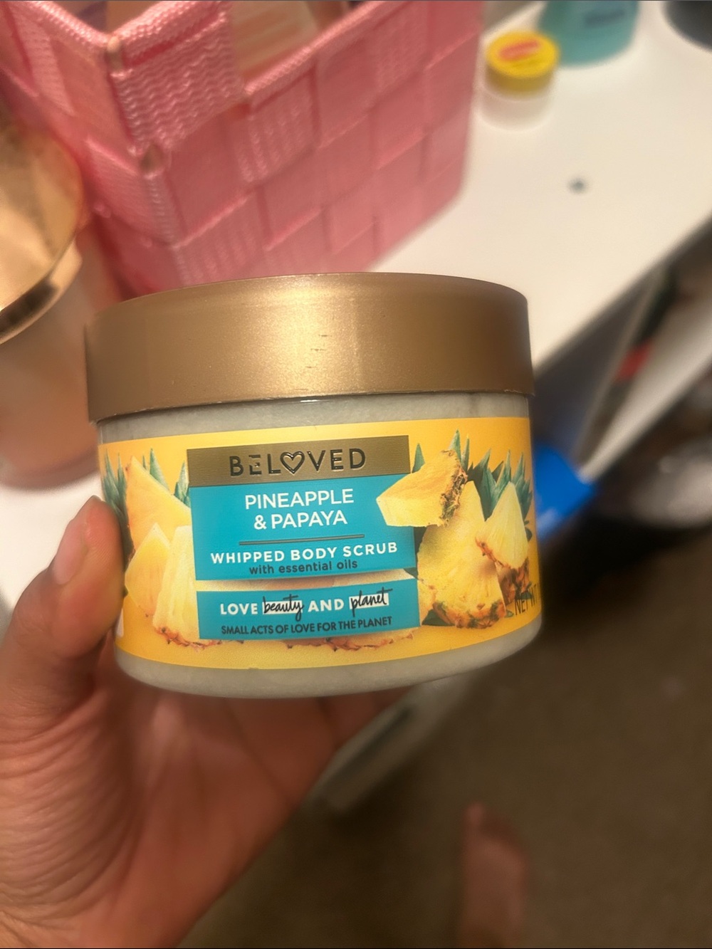 My Beloved Pineapple & Papaya Whipped Body Scrub (yellow, gold, teal)